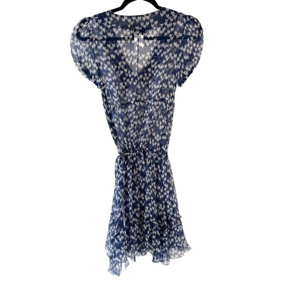 Fiorucci Novelty Chicken Print Sheer Silk Dress Puff Sleeves Tiered Size 8 READ - Picture 4 of 16